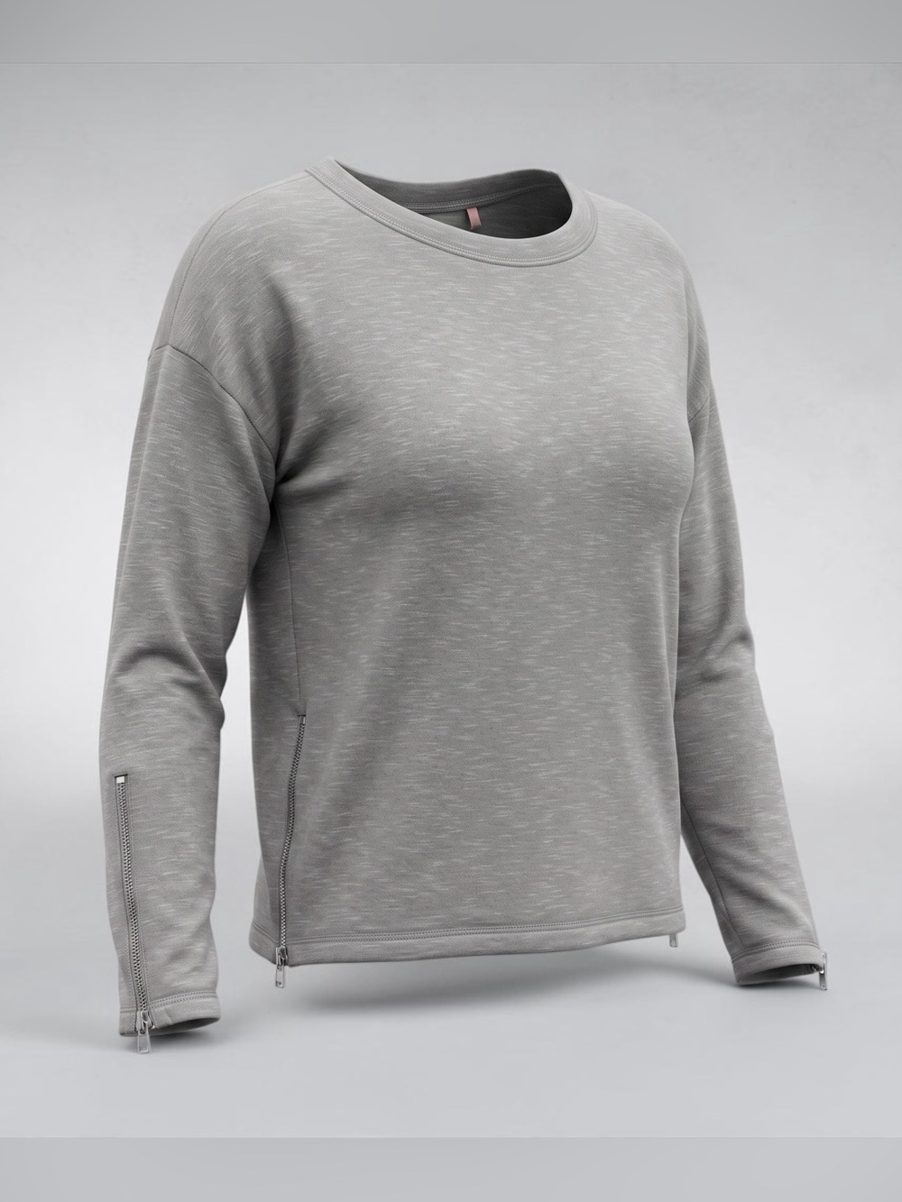 NWT CHASER Oversized Zipper Accent Sweatshirt in Gray, Small